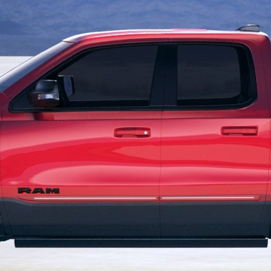 Dodge Ram 1500 Quad Cab ChromeLine Painted Body Side Molding 2019 - 2023 / CFS-RAM19-QC Dodge Ram 1500 Quad Cab ChromeLine Painted Body Side Molding 2019 - 2023 / CFS-RAM19-QC