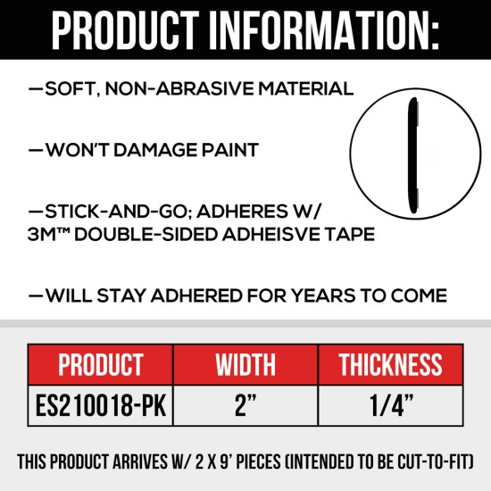 European Style Truck Molding Pack; 18' Roll - 2” Wide, 1/4” Thick / ES210018-PK