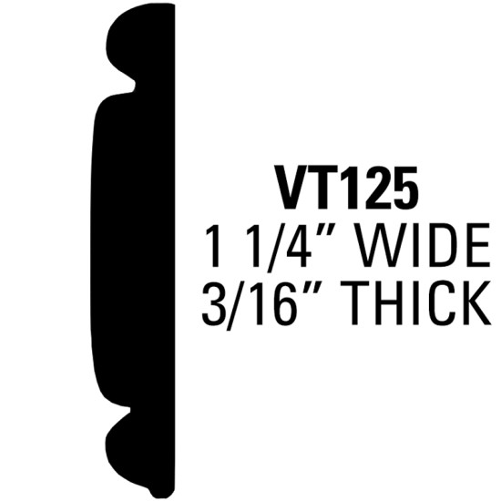 Truck and Van Molding; 65' Roll - 1 1/4” Wide, 3/16” Thick / VT12565-R