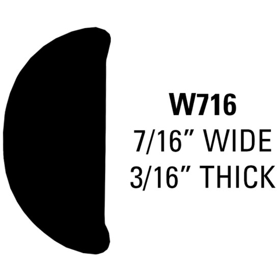 Body Side Molding and Wheel Well Trim; 150' Roll - 7/16” Wide, 3/16” Thick / W716150-HG