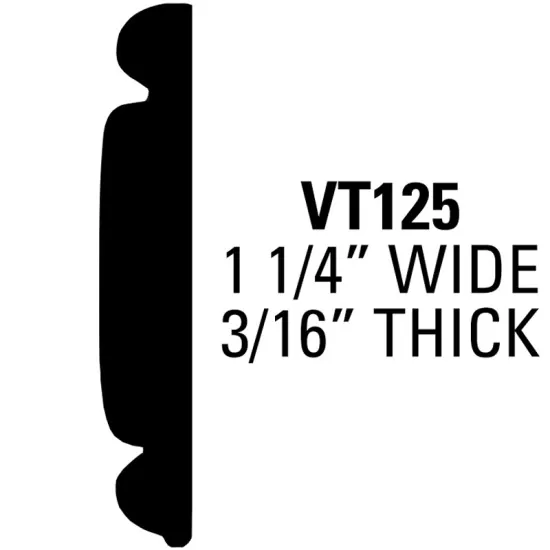 Truck and Van Molding; 65' Roll - 1 1/4” Wide, 3/16” Thick / VT12565-R