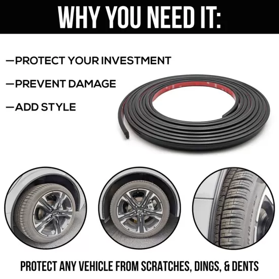 Universal Wheel Well Trim Molding - 18 Ft Roll - 1/2” Wide - Black