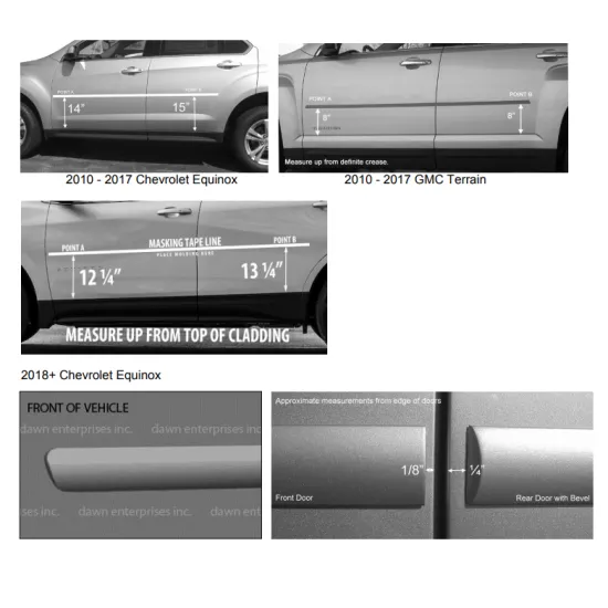 Chevrolet Equinox Painted Body Side Moldings 2010 - 2017