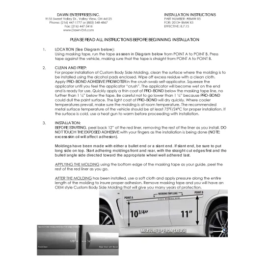 BMW X5 Painted Body Side Moldings 2012 - 2018