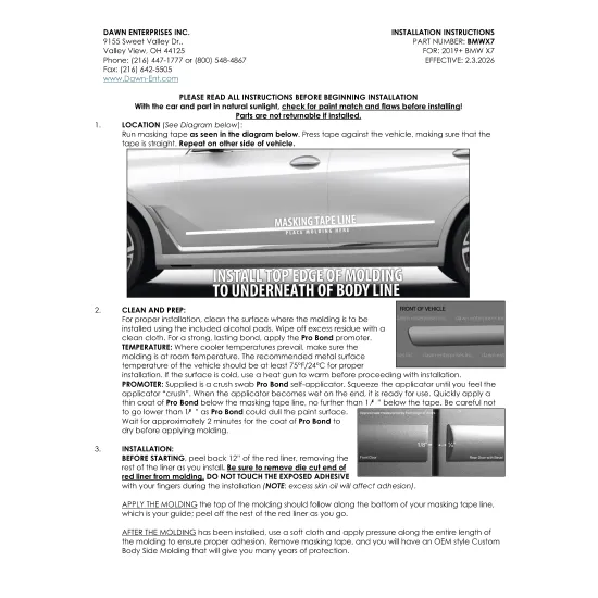 BMW X7 Painted Body Side Moldings 2019 - 2026