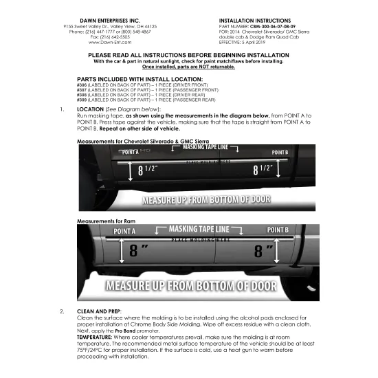 Ram 1500 Quad Cab Chrome Body Side Moldings 2009 - 2018