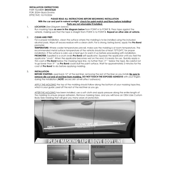 Buick Envista Painted Body Side Moldings 2024 - 2026