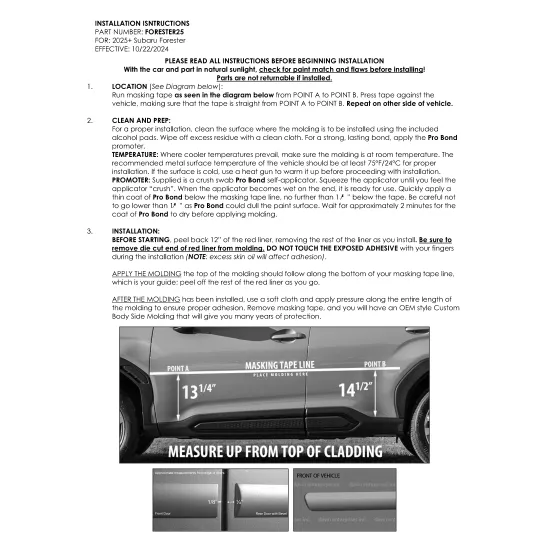 Subaru Forester Painted Body Side Moldings 2025 - 2026