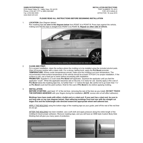Infiniti JX Painted Body Side Moldings 2013 - 2021