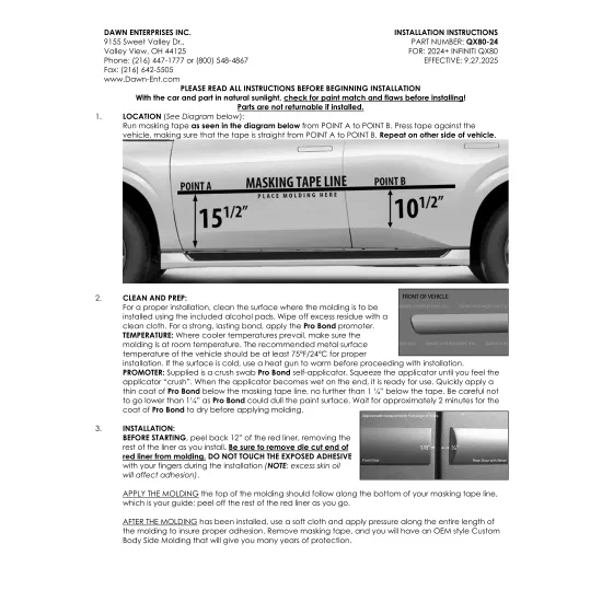 Infiniti QX80 Painted Body Side Moldings 2024 - 2026