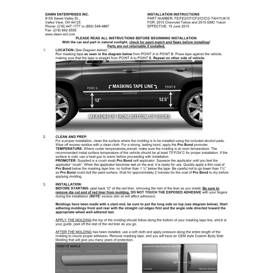 Chevrolet Tahoe Painted Body Side Moldings 2015 - 2020